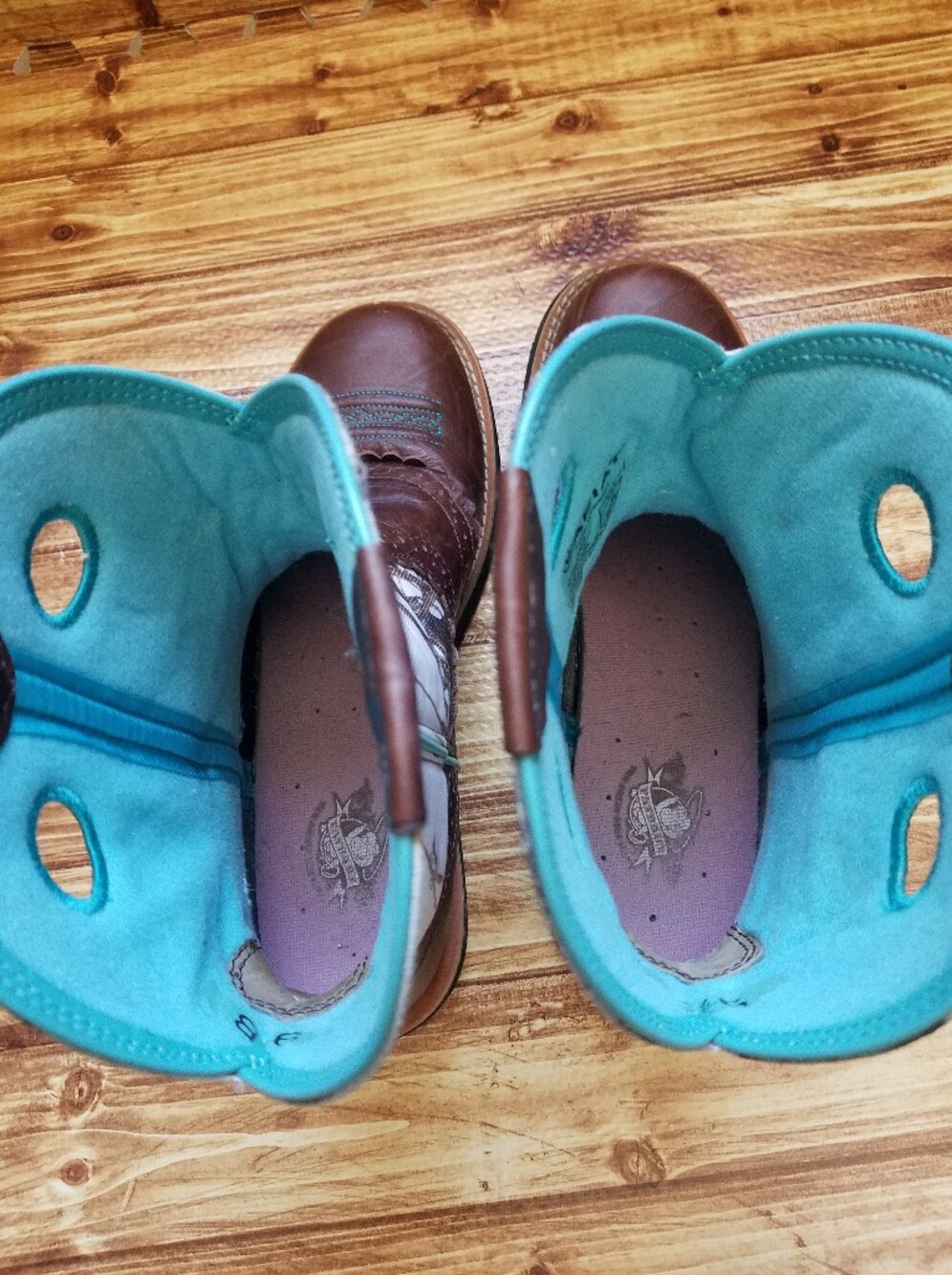 Ariat Fatbaby Camo Western Boots Brown Teal Leather Cowgirl 9.5 B 10009503 Boxed - Picture 10 of 16